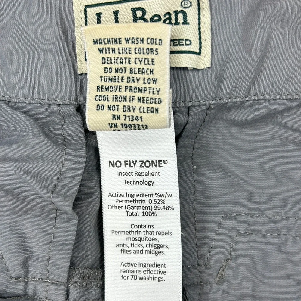 LL Bean Men's Convertible‎ Zip Off Pants Large 34x30 Gray Nylon Outdoor Hiking
